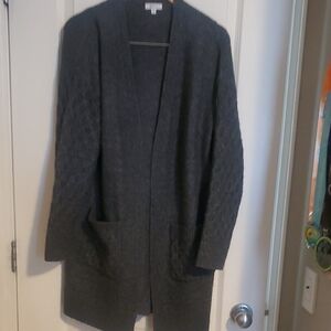 Gray Open Front Cardigan